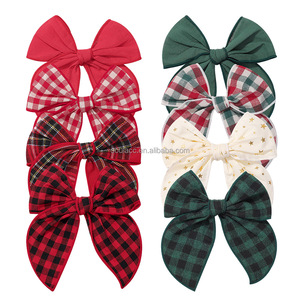 Horquillas con lazo de tela para niñas, accesorios para el cabello, horquillas con lazo de flores a cuadros para niños - Product Image 6