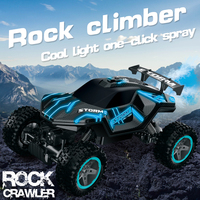 Voiture RC 2.4G 4x4 Rock Climber avec Lumières et Pulvérisation à un Clic, Câble USB, Conduite Rapide, Jouet Intérieur/Extérieur pour Garçons