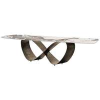 Table de salle à manger d'hôtel moderne et minimaliste de luxe avec miroir, cadre doré personnalisé, mobilier en céramique – Vente en gros