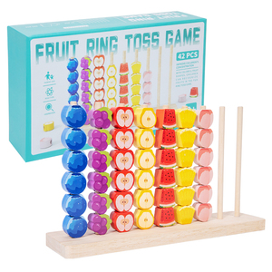 Colorful Wooden Fruit Ring Toss Stacking Game Montessori Sensory Toy for Toddlers Eco-friendly Fine Motor Skills Color - Product Image 6