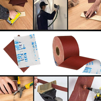 Bande abrasive en papier de verre rouge 100 mm x 25 m, feuille abrasive en tissu émeri, rouleau de papier de verre pour le polissage et le meulage de l'automobile, des meubles et du métal