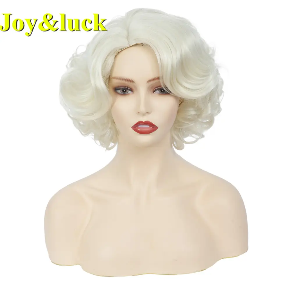 Woman 613 Blonde Color Wholesale Wigs for Women Ladies Hair Party Cosplay Wigs Blond Natural Curly Short Synthetic Hair Wig
