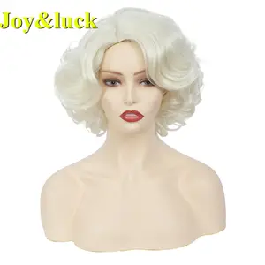 Vrouw 613 Blonde Kleur Groothandel Pruiken Voor Vrouwen Dames Haar Partij Cosplay Pruiken Blond Natuurlijke Krullend Korte Synthetisch Haar Pruik