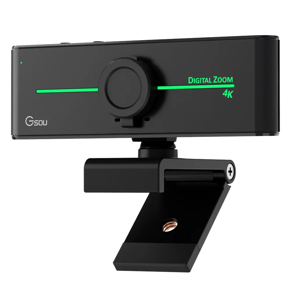Gsou 웹캠 4K 4X 디지털 줌 8MP USB 웹 카메라 마이크 개인 정보 슬라이드 커버