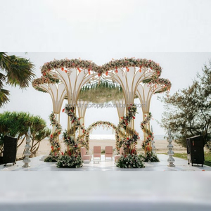 خلفية زفاف ذهبية بتصميم عصري، خلفية مسرح كبيرة وأعمدة مدخل لتزيين الفعاليات - Product Image 6