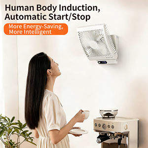 Ventilateur mural USB carré 8000 mAh, pliable, tactile, réglable, simple, élégant, pour bureau et maison, avec capteur de présence humaine - Product Image 2