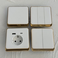 Nuevo Interruptor de Pared Eléctrico de Lujo Moderno 2026 con Panel de 86 PC, Regulador de Intensidad, Ventilador, 16A 250V, Enchufe Universal UK, USB-C, Superficie Suave Blanco Dorado