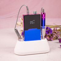 Machine à ongles électrique sans fil portable grand écran 35000 tr/min avec station de charge et support pour embouts