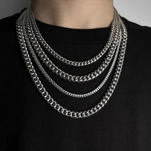 Vente en gros de bijoux pour hommes Collier de chaînes à maillons cubains en acier inoxydable personnalisé Hip Hop pour hommes - Product Image 1