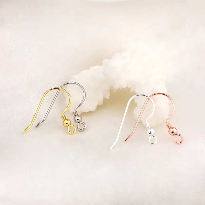 Earring Hook Wholesale 18k Real Gold Silver Plated Stainless Steel Ear Hook Pendant Earring Accessories