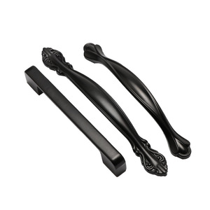 JIUFA Cabinet Drawer <b>Handles</b> <b>Black</b> Aluminum Alloy Modern Minimalist European Style Single Hole Hardware for <b>Wardrobe</b> Door - Product Image 3