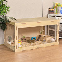 Cage en bois pour hamster, grand enclos pour hamsters avec fenêtre en acrylique et dessus ouvrable, cage pour petits animaux pour cochon d'Inde