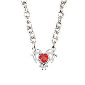 Nouveaux Colliers Pendentifs Cœur de Petit <span class=keywords><strong>Diable</strong></span> Personnalisés pour Femmes et Hommes, Colliers de Couple Cœurs en Strass, Bijoux - Product Image 1