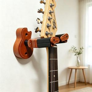 Soporte de Pared para Guitarra con Forma de Guitarra, de Madera Maciza, con Bloqueo Automático y Logotipo Personalizado, con Soporte para Púas, para Guitarra Acústica, Eléctrica y Bajo - Product Image 4