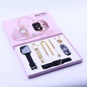Set di Orologi per Coppie A58 Plus: <span class=keywords><strong>Smartwatch</strong></span> da Uomo + <span class=keywords><strong>Orologio</strong></span> al Quarzo di Lusso da Donna con Diamanti, Bracciale, Anello, Orecchini, Collana, Confezione Regalo A58 - Product Image 5