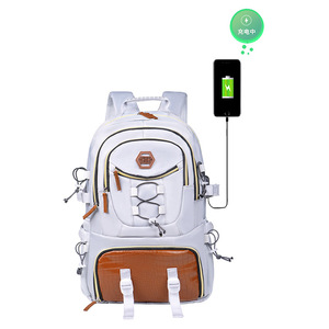 Oxford Cloth <b>Backpack</b> <b>Large</b> Capacity Adjustable Shoulders Travel Hiking School Bag Unisex Solid Color - Product Image 3