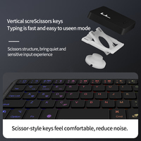 Casing papan ketik mini, alat ketik Bluetooth nirkabel lampu latar untuk Apple i pad 6 dengan tempat pensil