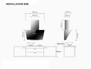 Campana extractora de succión lateral montada <span class=keywords><strong>en</strong></span> <span class=keywords><strong>la</strong></span> <span class=keywords><strong>pared</strong></span>, para cocina, paquete doméstico - Product Image 5