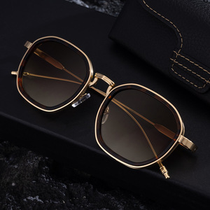 Lunettes de soleil pour homme Hj-7334, monture carrée en métal, style rétro punk noir, protection UV400, classe 2, pare-soleil - Product Image 4