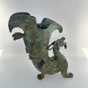 ถ้วยโลหะโบราณลายมังกรบีสต์บรอนซ์ดีไซน์ไม่เหมือนใครชุบขัดเงาเคลือบผิวย้อนกลับไปยังราชวงศ์โจวตะวันตก - Product Image 6