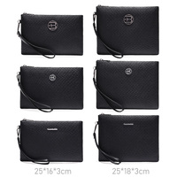 Tas tangan pria tekstur kulit kulit lembut, tas tangan pria bisnis kualitas tinggi, dompet tas genggam pria ukuran berbeda