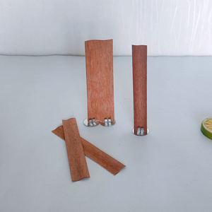 Wholesale Large 19mm 20mm Smokeless Crackling Natural Cherry Wood <b>Wick</b> With Metal Base For Wide Diameter Jar <b>Candle</b> - Product Image 1