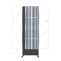 Vitrine rotative à 4 côtés avec lumières LED et serrure, porte en acrylique, présentoir sur pied en métal pour magasin d'armes et équipement tactique