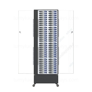 Vitrina Giratoria de 4 Lados con Cuchillas, Luces LED y Cerradura, Puerta de Acrílico, Base de Metal, para Tienda de Armas y Equipo Táctico - Product Image 2