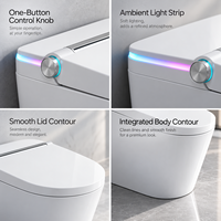 Toilette intelligente moderne avec bidet intégré, capteur au pied, chasse d'eau automatique, siège chauffant, séchoir à air chaud, lumière d'ambiance monocolore et télécommande