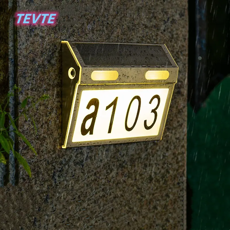 Manufacturer New Design Digital Powered Waterproof Led Solar Address Sign House Numbers Light Door Plate