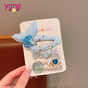 Jepit Rambut Putri Duyung Lucu Grosir untuk Anak-Anak, Aksesoris Rambut Kerang Modis, Mutiara, Jepit Rambut Logam Mewah, Plastik, Kain - Product Image 6