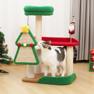 Wholesale <b>Cute</b> Climbing Frame <b>Tree</b> Tower with Christmas Design <b>Trees</b> & Scratcher - Product Image 2