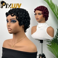 Perruques en cheveux humains coupe pixie en gros, pré-épilées, en cheveux vietnamiens bruts, bouclées, sans colle, fabriquées à la machine pour femmes noires