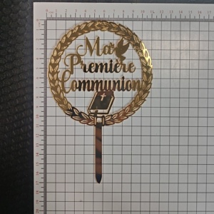 ท็อปเปอร์เค้กอะคริลิคสั่งทำพิเศษสุดหรู Heureux Bapteme สำหรับเด็กผู้หญิง & อุปกรณ์ตกแต่งเค้กสำหรับพิธีรับศีลมหาสนิทครั้งแรก - Product Image 1