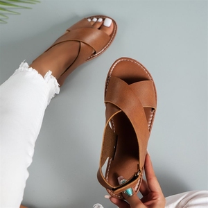 Hot Latest Design Flat Sandals Casual Wholesale High Quality Summer PU Soft Daily Large Size Sandals Women Shoes - Product Image 5