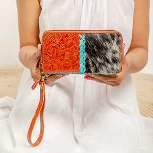 LW Western Style Hair On Hide Color Embossed Cowhide Leather Clutch Women Designed Purse Hot Selling Real Leather Unique <b>Wallet</b> - Product Image 2