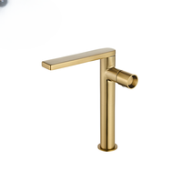 Nouveau design moderne, robinet de lavabo en laiton massif brossé doré, à poser sur le comptoir, anti-corrosion, monocommande, eau chaude et froide