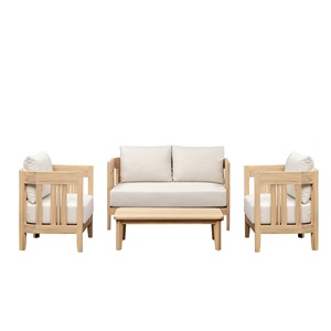 Ensemble de canapés modernes en bois d'acacia massif avec coussins pour jardin, complexe hôtelier, hôtel et villa – Design contemporain – Vente en gros - Product Image 1