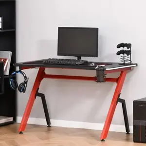 H-a forma di tavolo da gioco per Computer ergonomico colore rosso PC Gaming Desk E-sports Gamer Desk con luci RGB