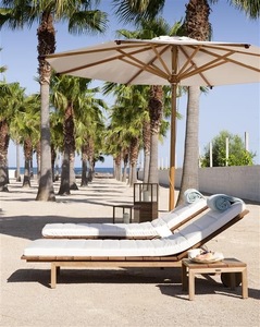 Directo de fábrica Tumbona de madera Jardín al aire libre Resort Ocio Hotel Piscina Tumbona <span class=keywords><strong>Playa</strong></span> Silla reclinable con cojín - Product Image 3