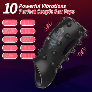 แหวนสั่นกระตุ้นอวัยวะเพศชายแบบซิลิโคนระบายอากาศ ของเล่นทางเพศปลอกอวัยวะเพศชายช่วยชะลอการหลั่ง กระตุ้นจุดจี รุ่น HB-2426 แบรนด์ OEM - Product Image 3