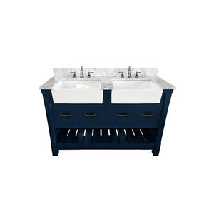 Meuble-lavabo double vasque bleu marine style ferme, durable, avec pièces de rechange gratuites - Product Image 3