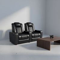 Canapé inclinable électrique moderne pliable 2 places en cuir véritable avec cadre métallique extensible, charge USB et appuie-tête inclinable à plat