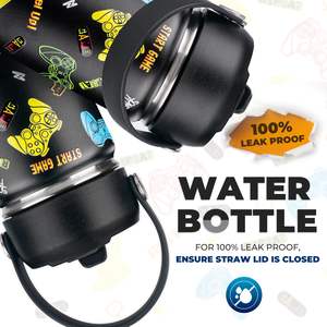 Custom Logo Bpa Gratis Thermische Kolf Schattige Cartoon Vacuüm Geïsoleerde 304 Roestvrijstalen Waterfles Met Rietjes Voor Schoolkinderen - Product Image 3