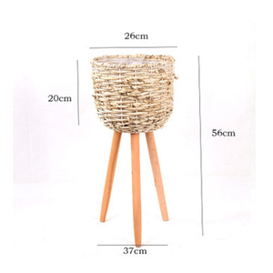 Cesta de <span class=keywords><strong>mimbre</strong></span> <span class=keywords><strong>con</strong></span> soporte para plantas, juego de soporte para plantas de Bambú - Product Image 5
