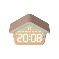 Réveil numérique LED minimaliste en forme de maison, silencieux, multifonctionnel, veilleuse, horloge de table LED avec fonction DST, OEM ODM