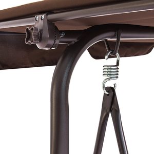 Luxury Outdoor <strong>Garden</strong> <strong>Bench</strong> 3 Seat Comfortable Metal <strong>Swing</strong> Chair with Sun Canopy - Product Image 4