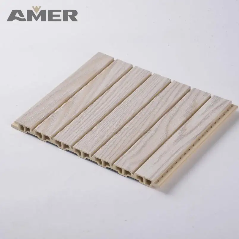 Amer best price reception fluted cold room bamboo fluted wood slate wall panel carbon 3d plastic wpc panels interior wall