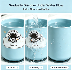 <span class=keywords><strong>Adesivi</strong></span> personalizzati per bambini con nome, solubili in acqua, a tema spaziale, con cartoni animati di astronauti e pianeti, etichette nome dissolvibili per scatole da pranzo - Product Image 4