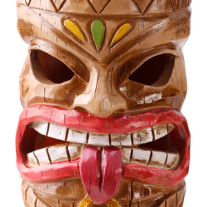 Totem Totem cực ánh sáng mặt trời với chạm khắc khuôn mặt phát sáng, chiếu sáng ban đêm theo chủ đề nhiệt đới với chim đậu trên đỉnh - Product Image 3